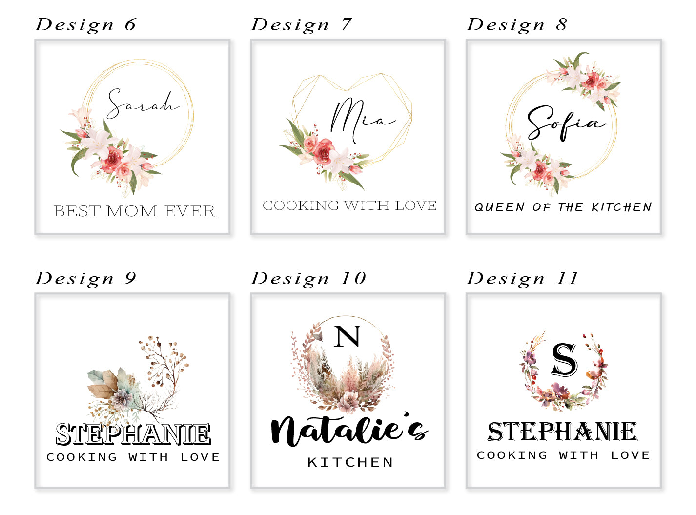 Floral Kitchen Apron With Personalized Name