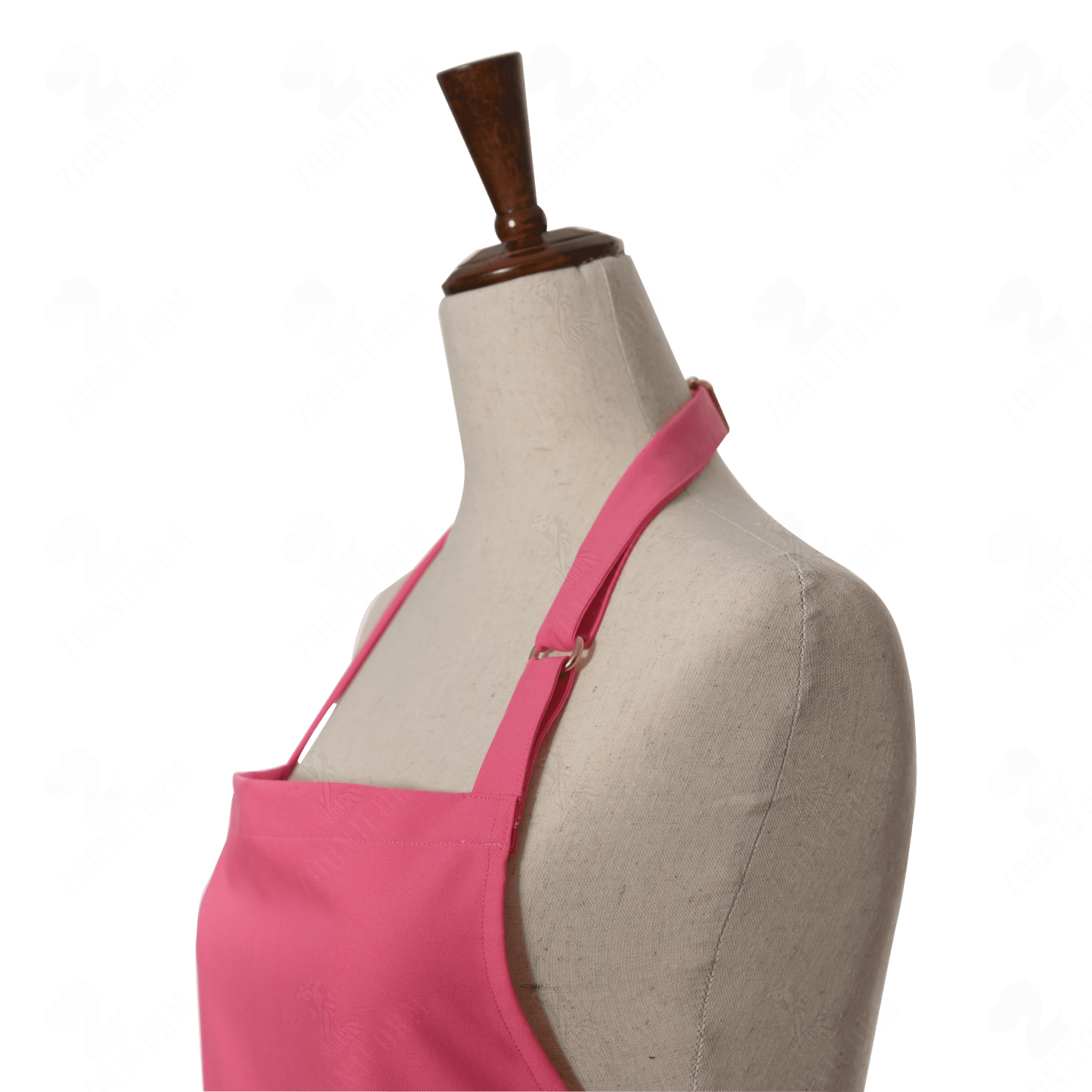 Strawberry Pink Bib Apron Two Pockets