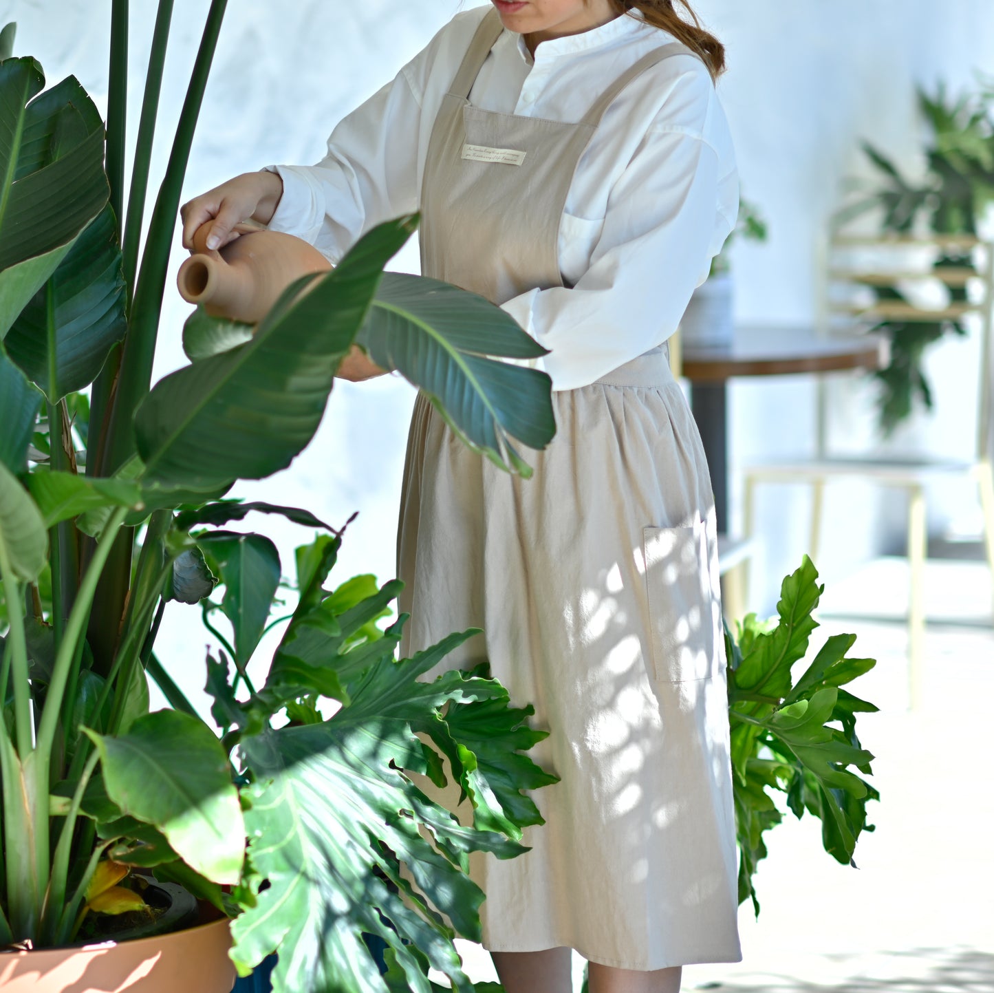 Linen Cotton Dress Apron, Vintage Apron, Country Style Pianfore 1027