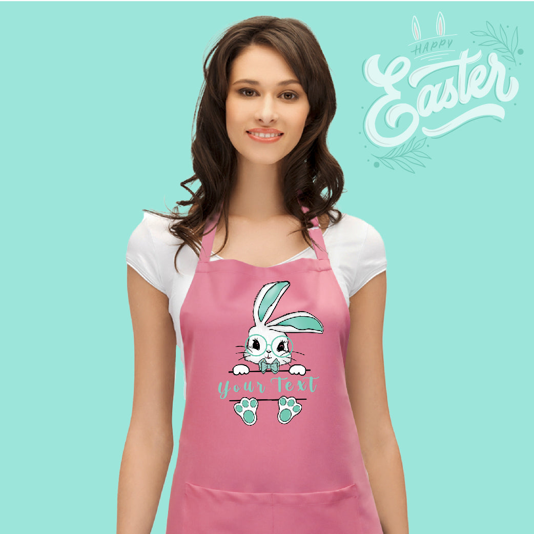Easter Bunny Hunts Eggs Adjustable Bib Apron with Custom Name