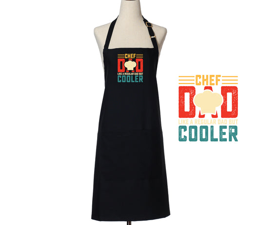 Chef Dad Cooler - Black Bib Apron Two Pockets