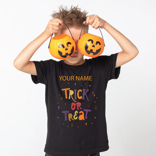 Halloween Black T-shirt - Personalize Kid's name