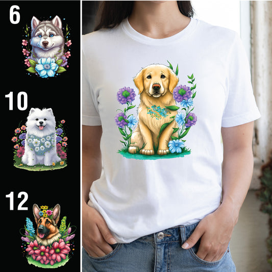 Dogs and Flowers T-shirt