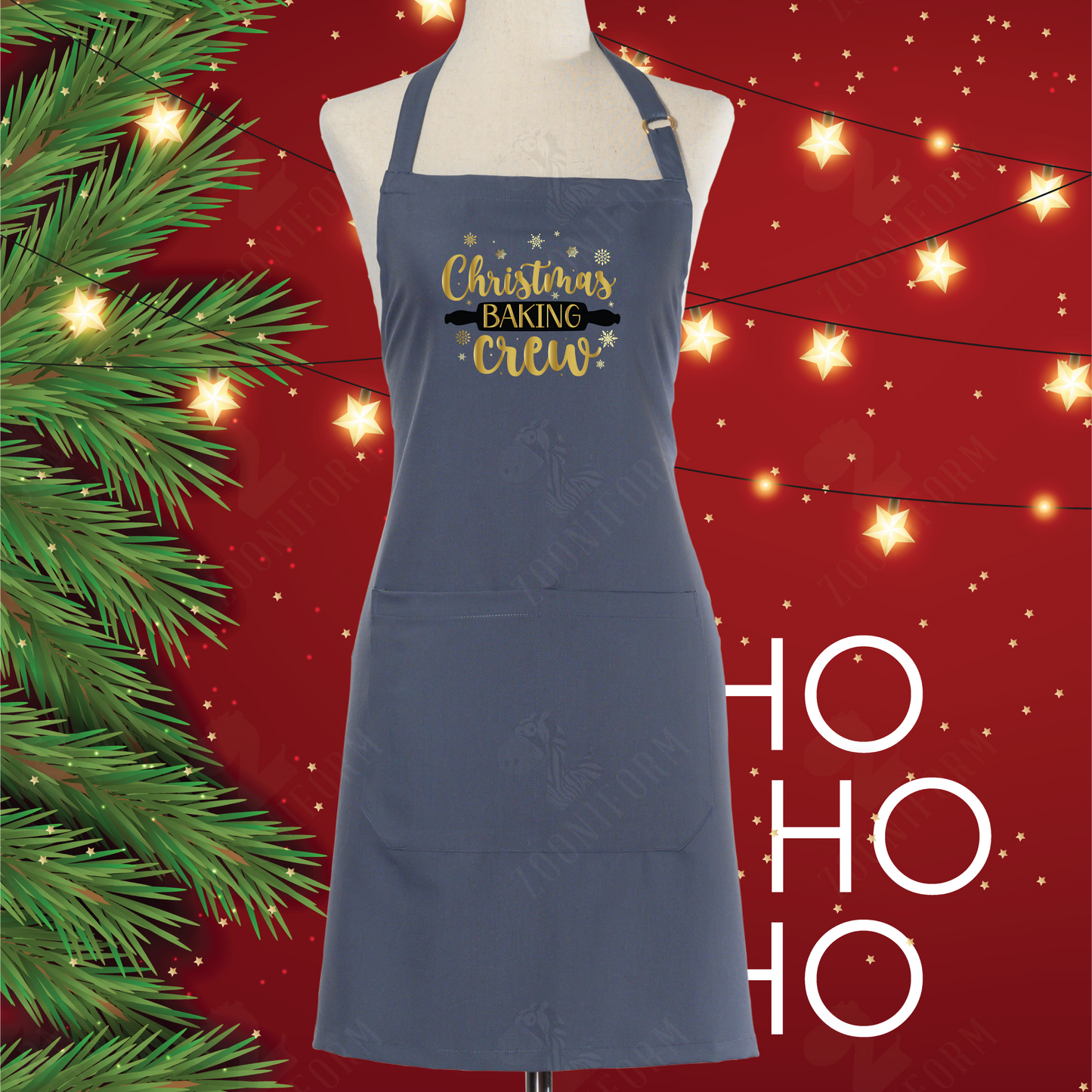 Christmas Baking Crew Bib Apron Two Pockets