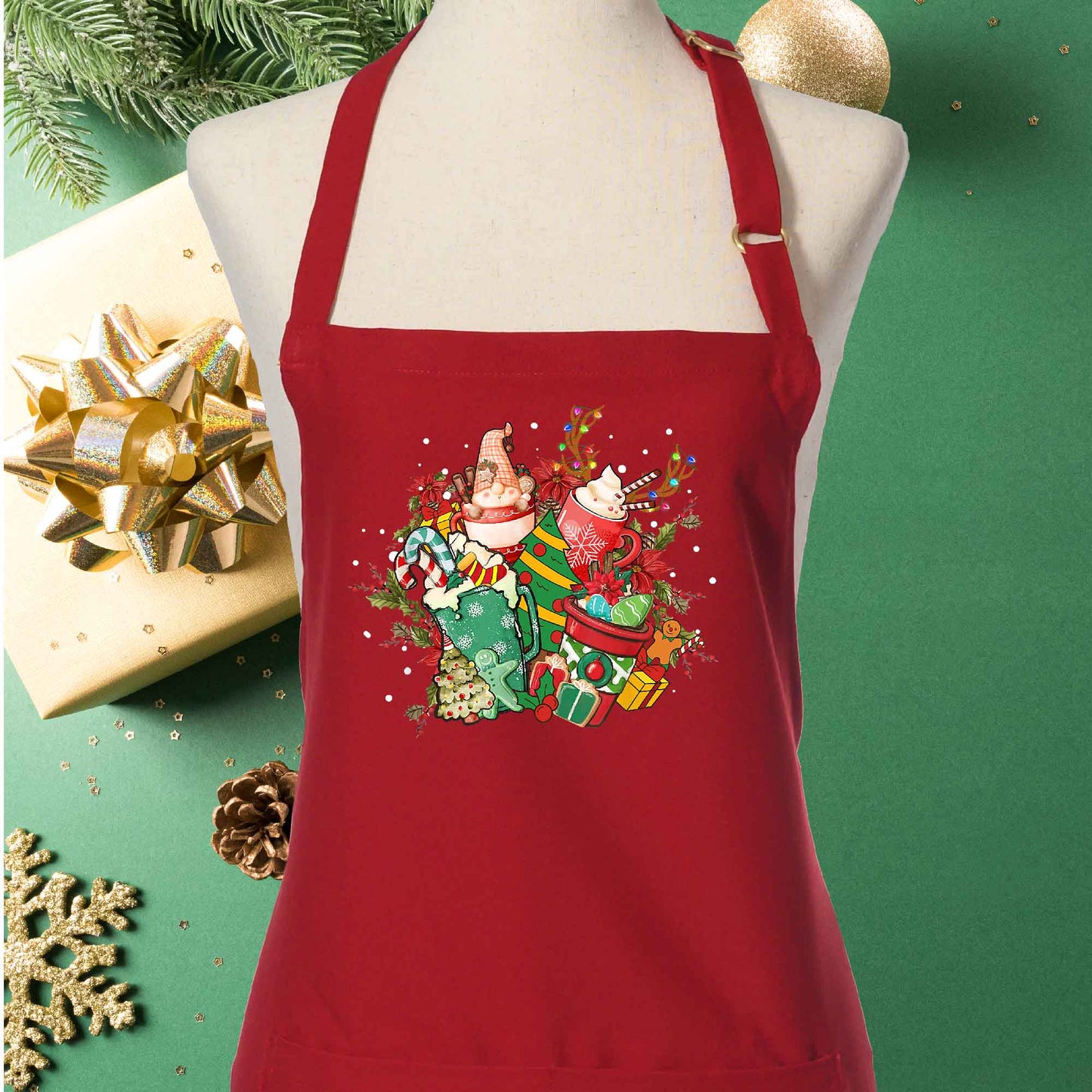 Holiday Drinks Christmas Apron