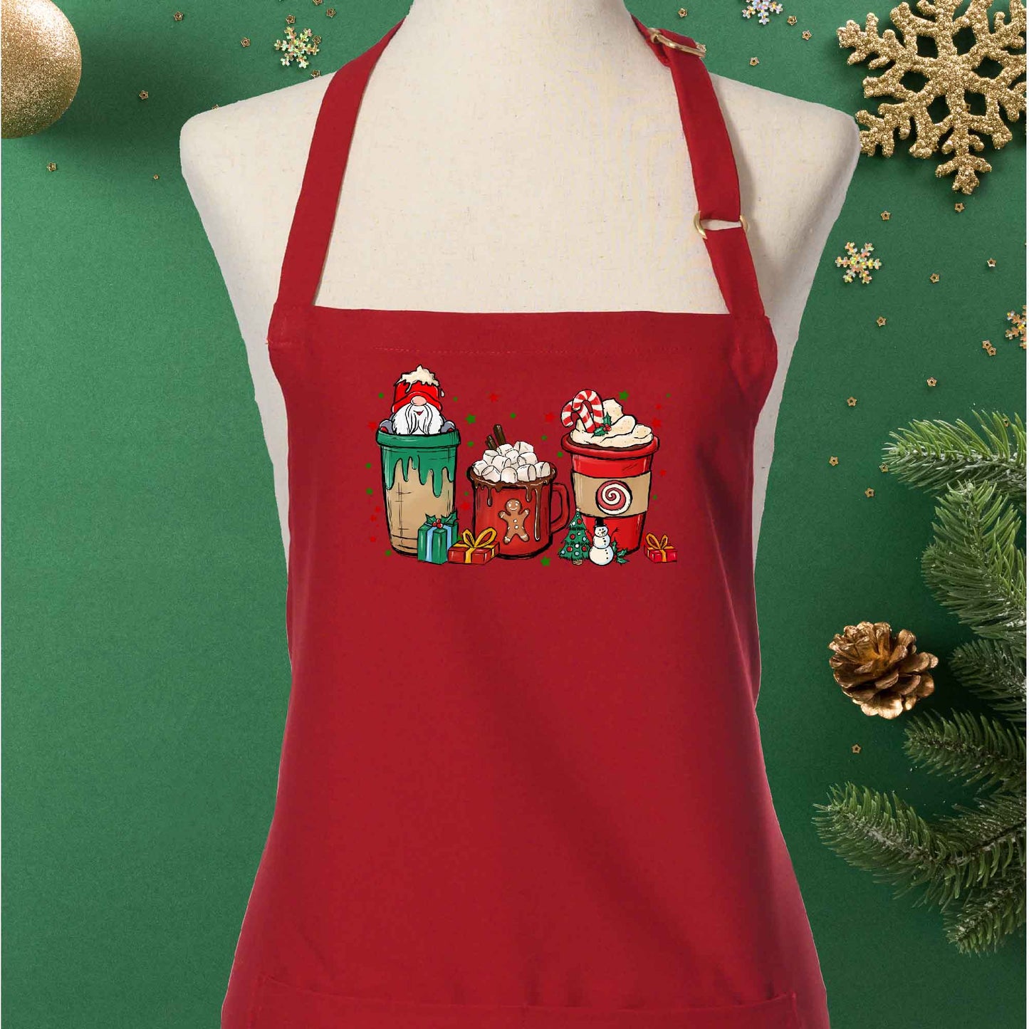 Holiday Drinks Christmas Apron