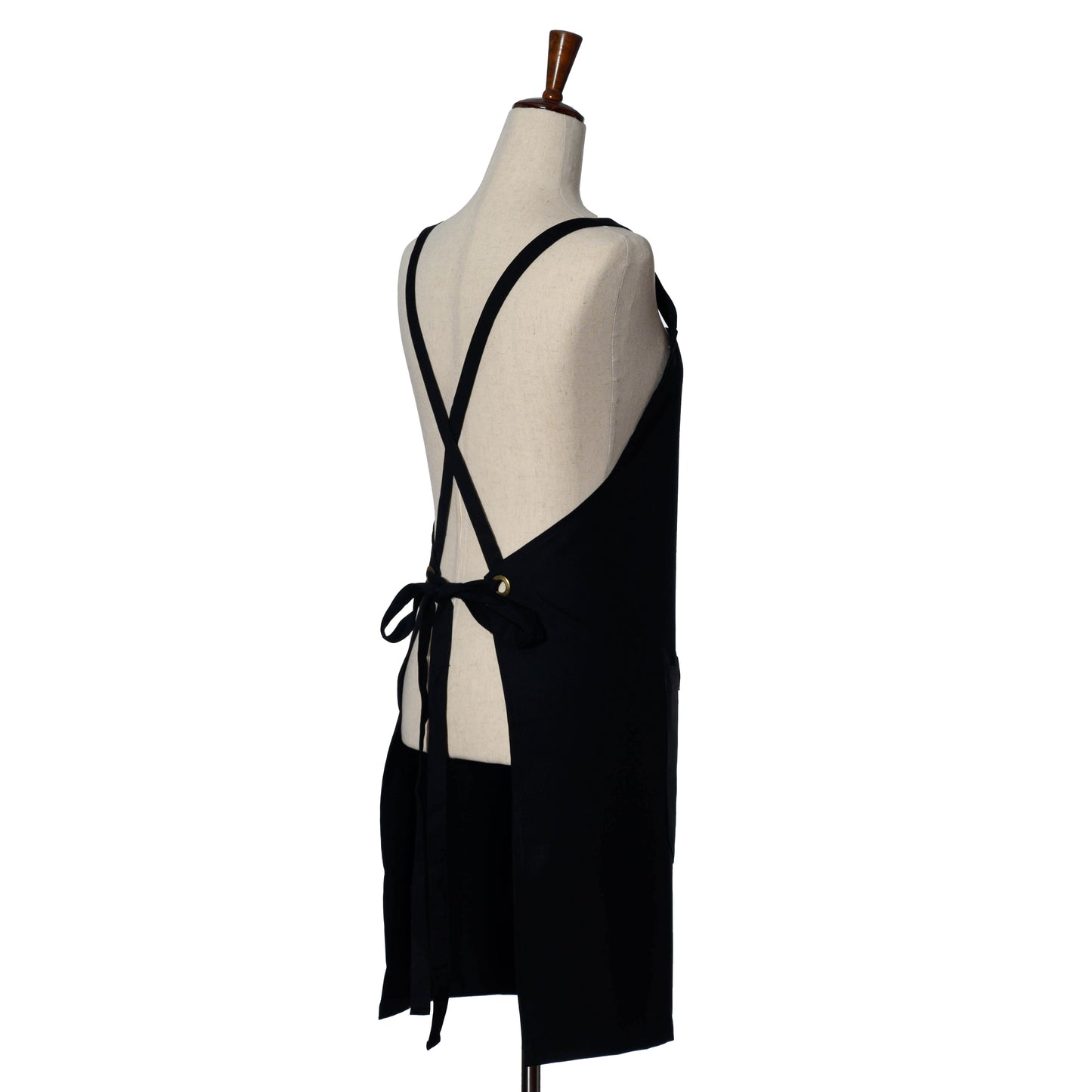 Adjustable Black Bib Apron with Cross-back Straps