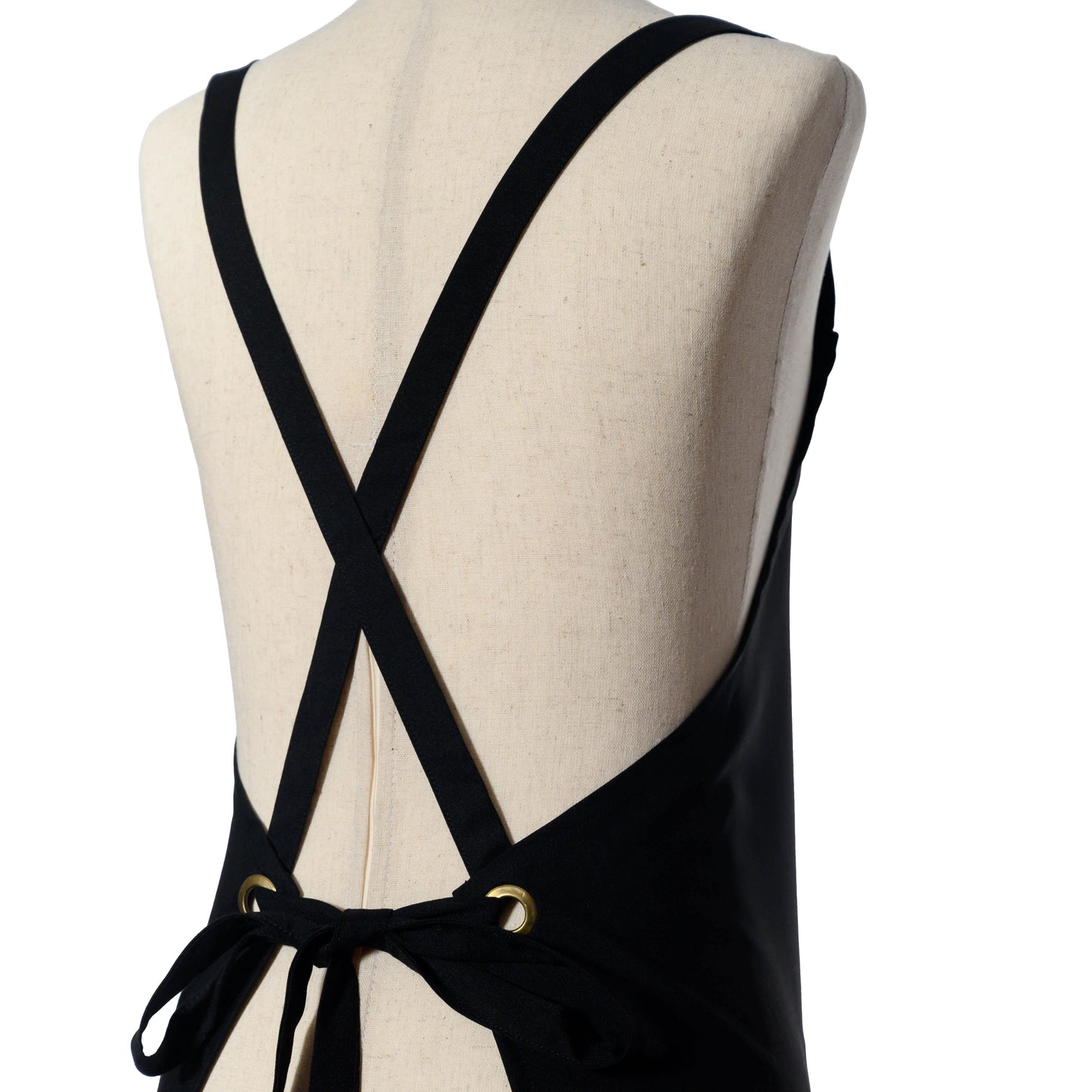 Adjustable Black Bib Apron with Cross-back Straps