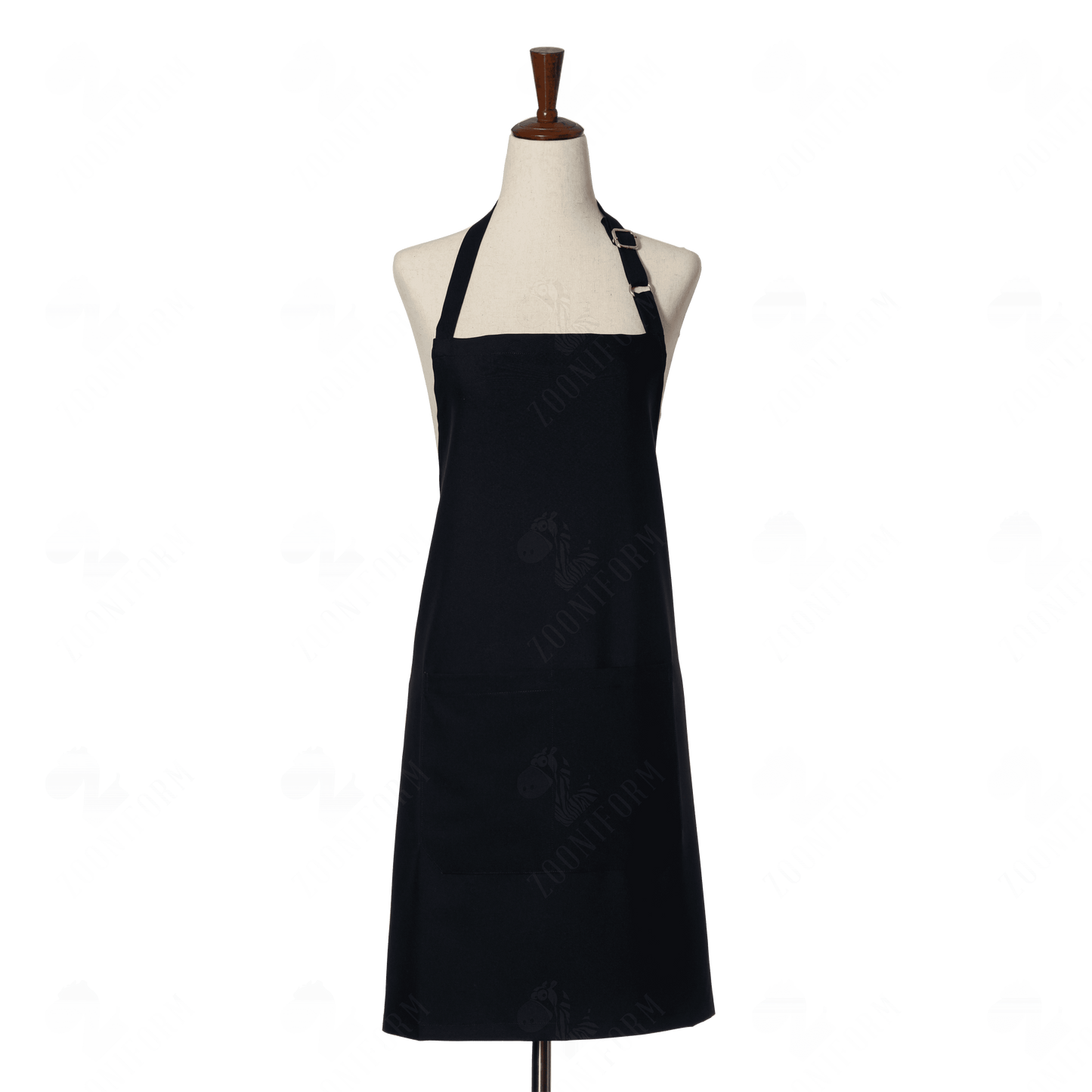 Cotton Black Bib Apron Two Pockets, Adjustable Neck Strap