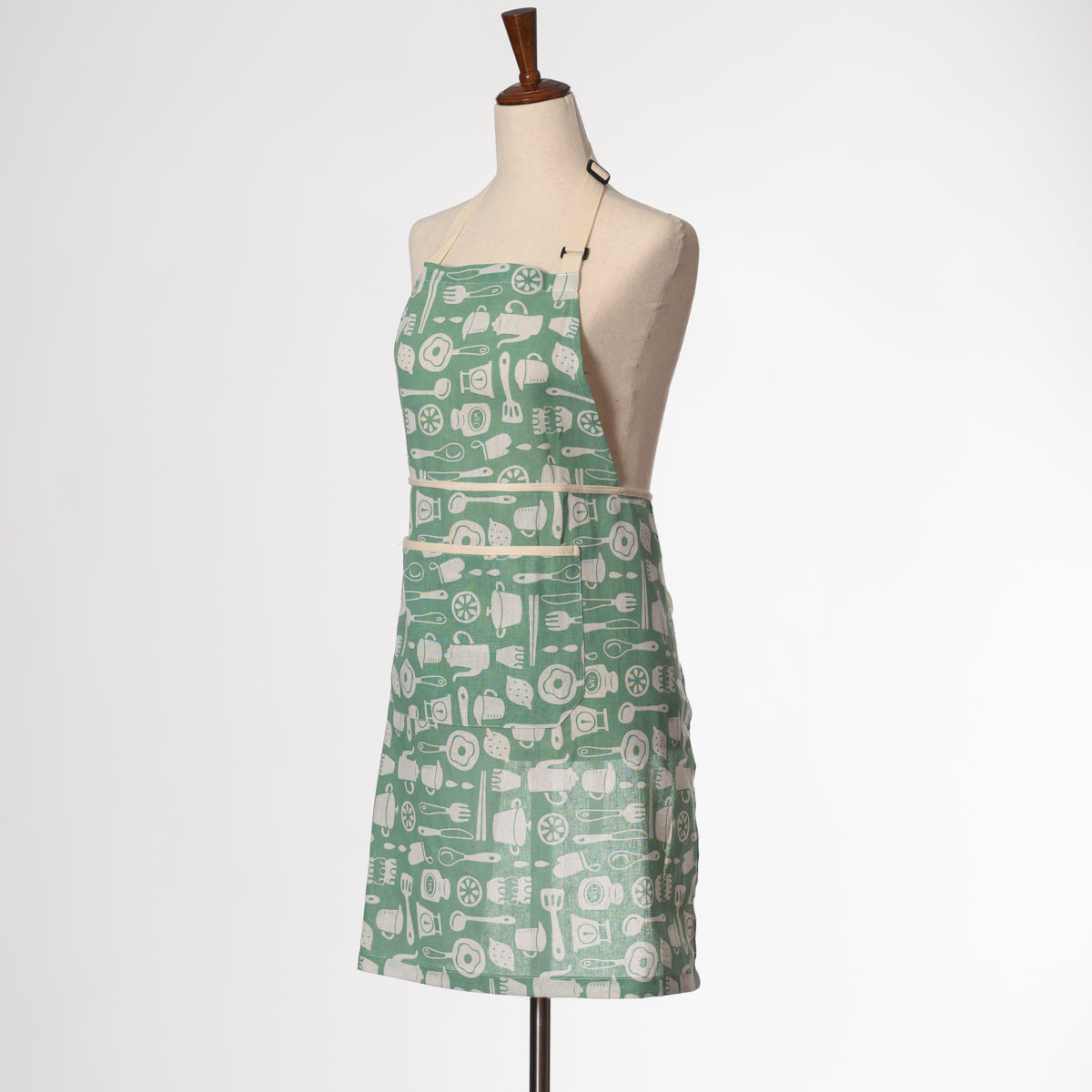 Linen Kitchen Apron with Adjustable Neck Strap