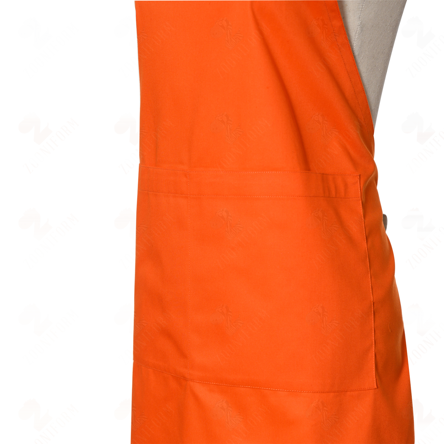 Two-tone Orange & Beige Cotton Bib Apron with Two Pockets