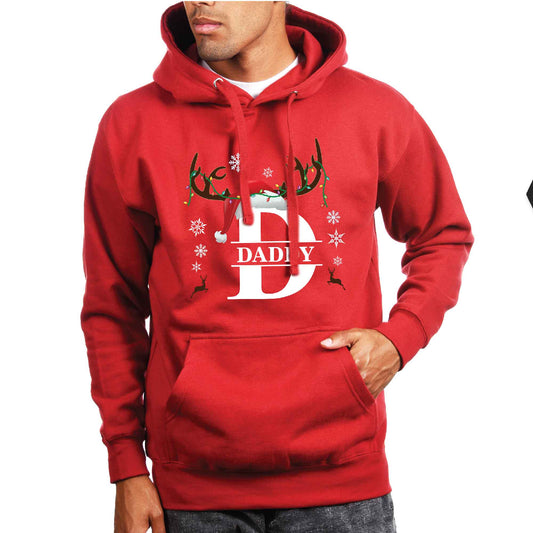 Custom Matching Family Name Christmas T-shirt, Long Sleeve Tee, Sweatshirt, Hoodie - Reindeer and Custom Letters