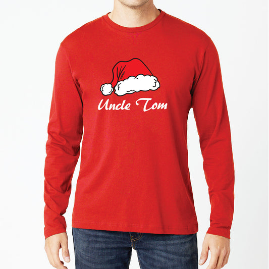 Custom Family Name with Santa Clause Hat - Unisex Christmas T-shirt, Long Sleeve, Sweatshirt