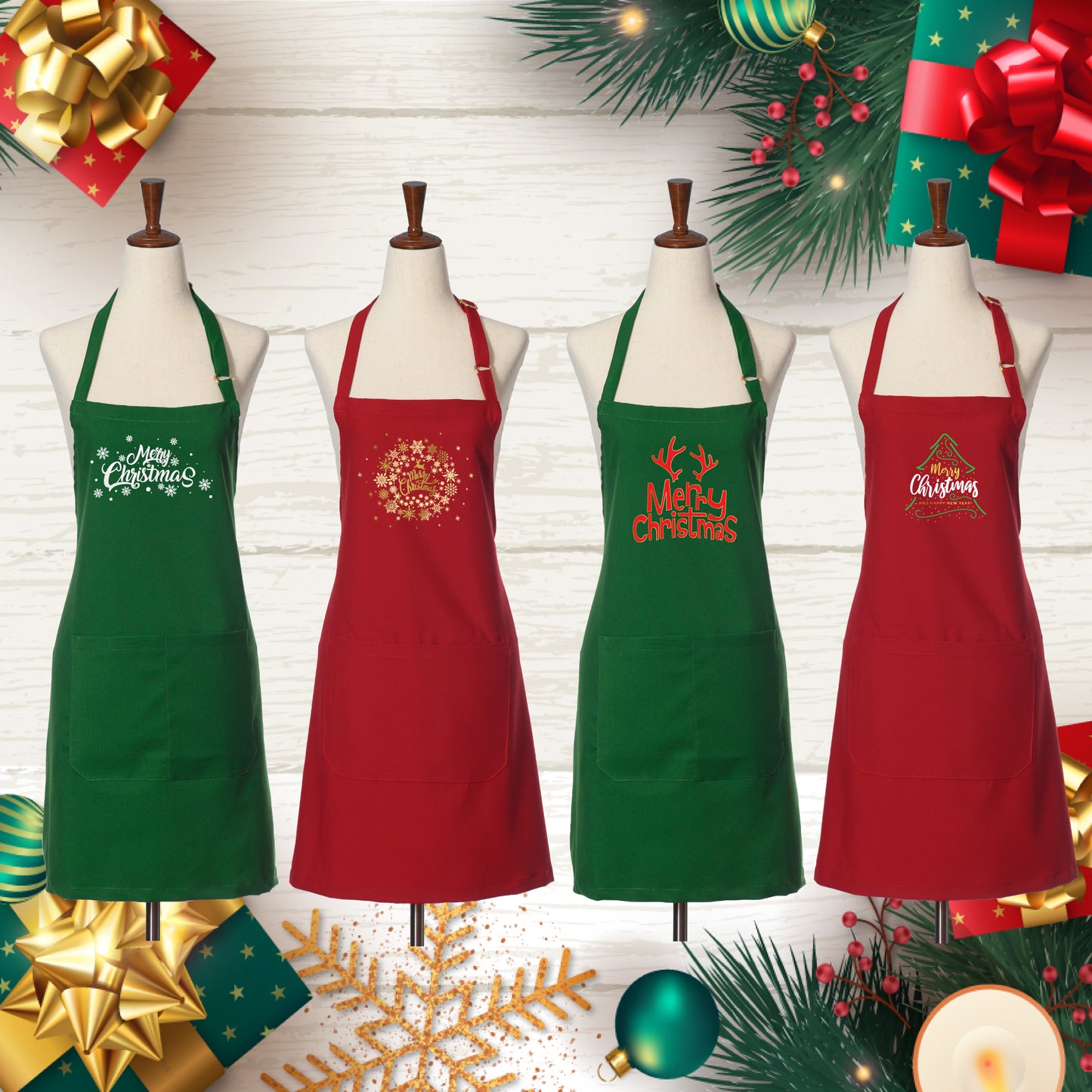 Merry Christmas Bib Apron