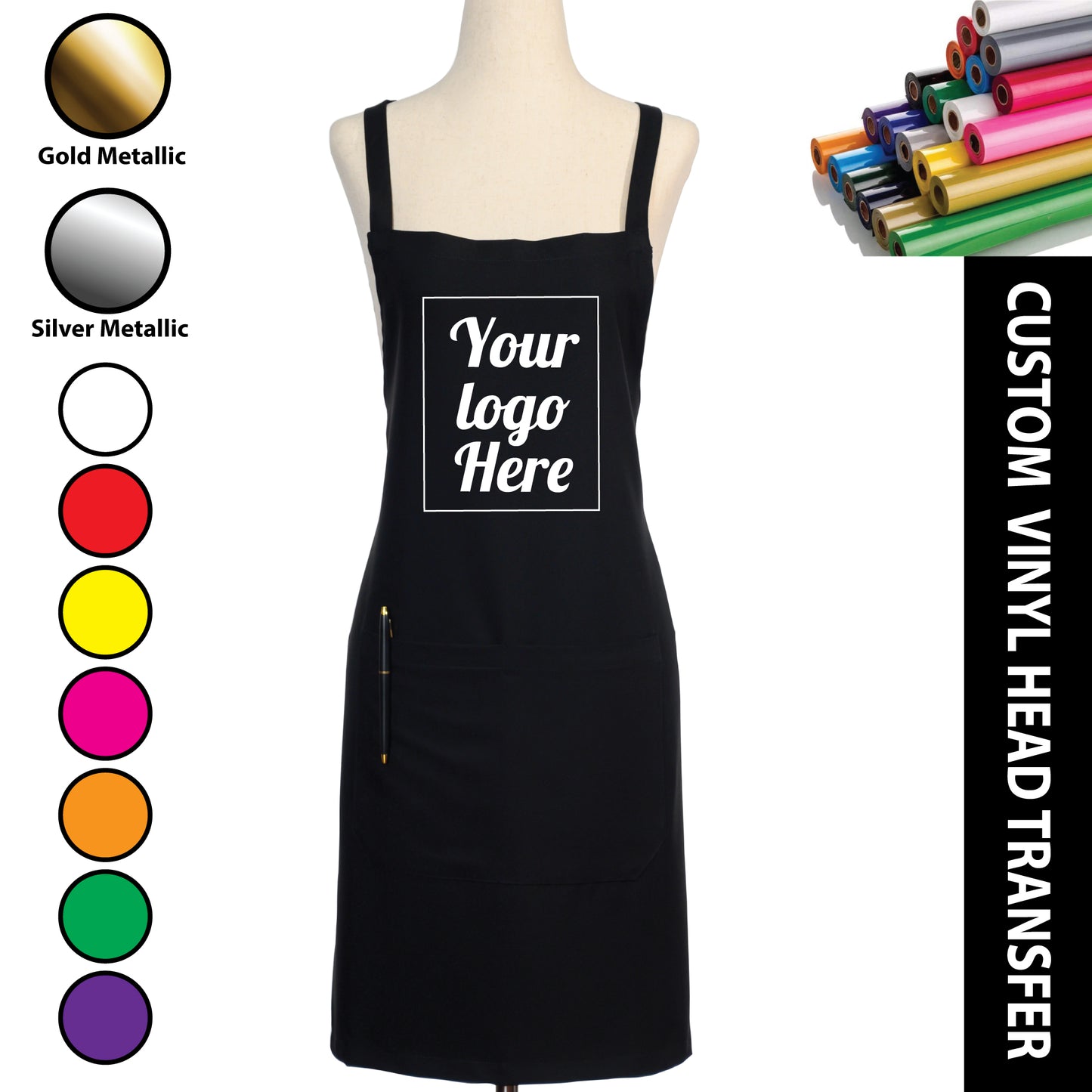 Custom Black Premium Apron - Vinyl Heat Transfer